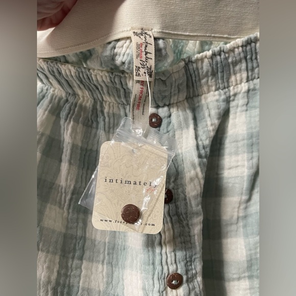 NWT: FREE PEOPLE Sunday Morning Boxer Aqua Gingham Size Large - Picture 8 of 9
